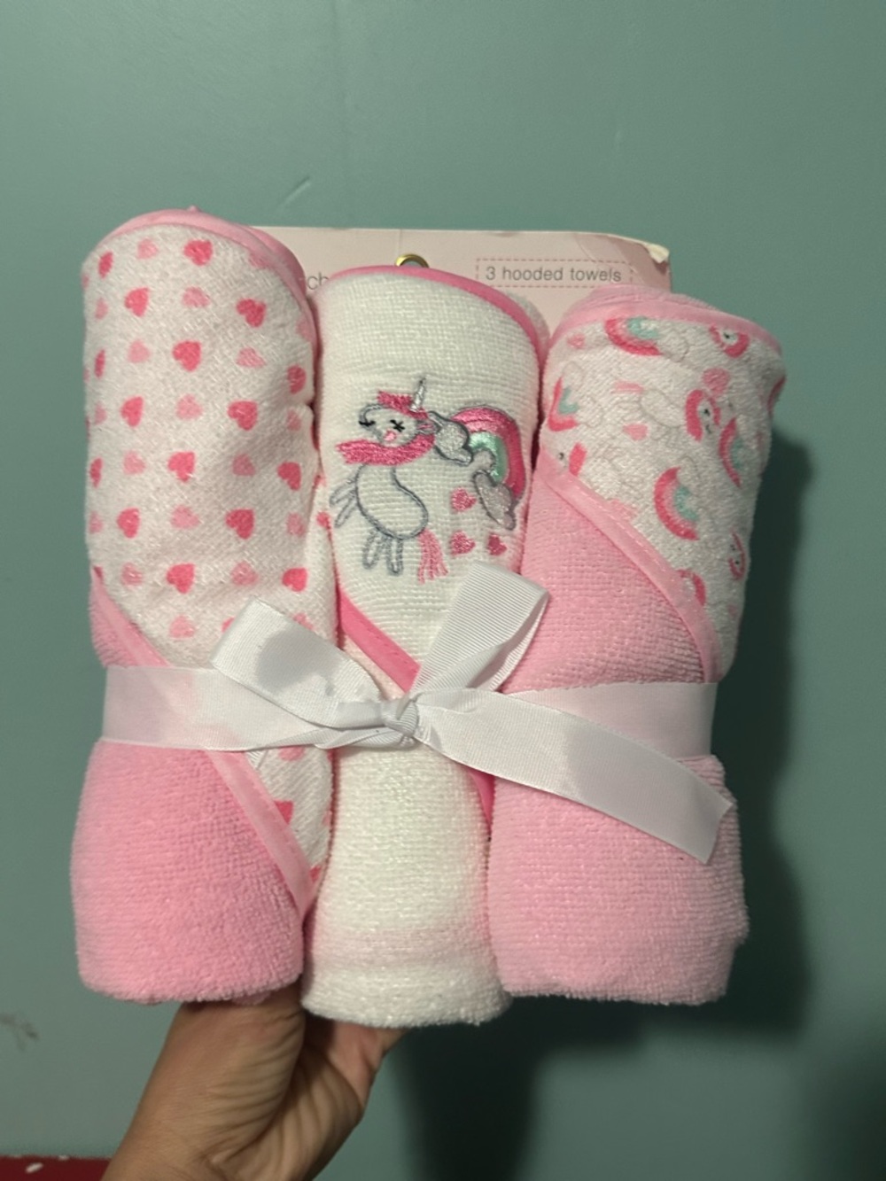 Pink Unicorn Hooded Towel Set and clothes for girls size 3-9M. New and like new